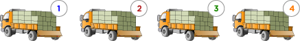 Dénombrer les collections de 1 à 5 - Identifier les quantités jusqu'à 5 - Numération: Identifier les quantités de 1 à 5 - quatre camions