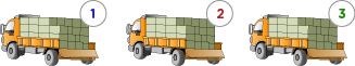 Dénombrer les collections de 1 à 5 - Identifier les quantités jusqu'à 5 - Numération: Identifier les quantités de 1 à 5 - trois camions